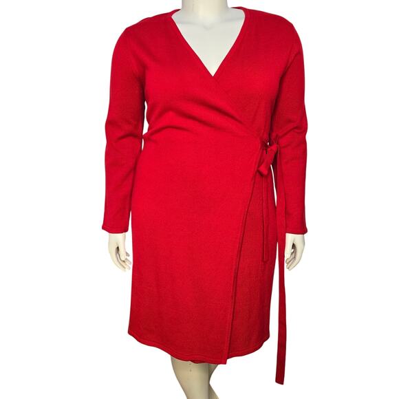 Amanda Charles Sweater Knit Wrap Dress Womens X-Large Red Holiday Christmas - Picture 1 of 10